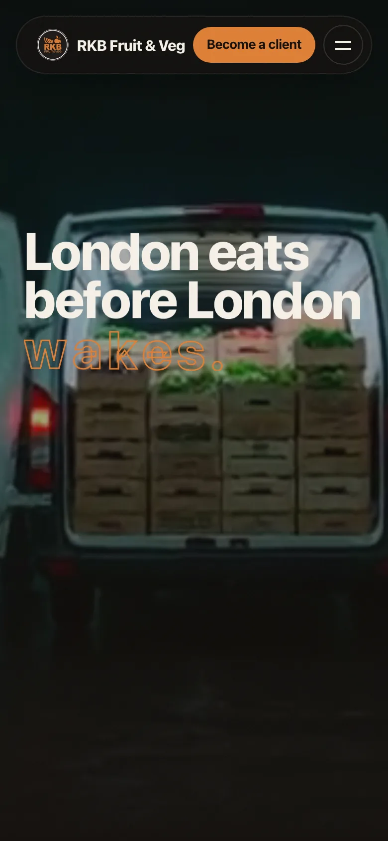 RKB Fruit & Veg website - mobile view
