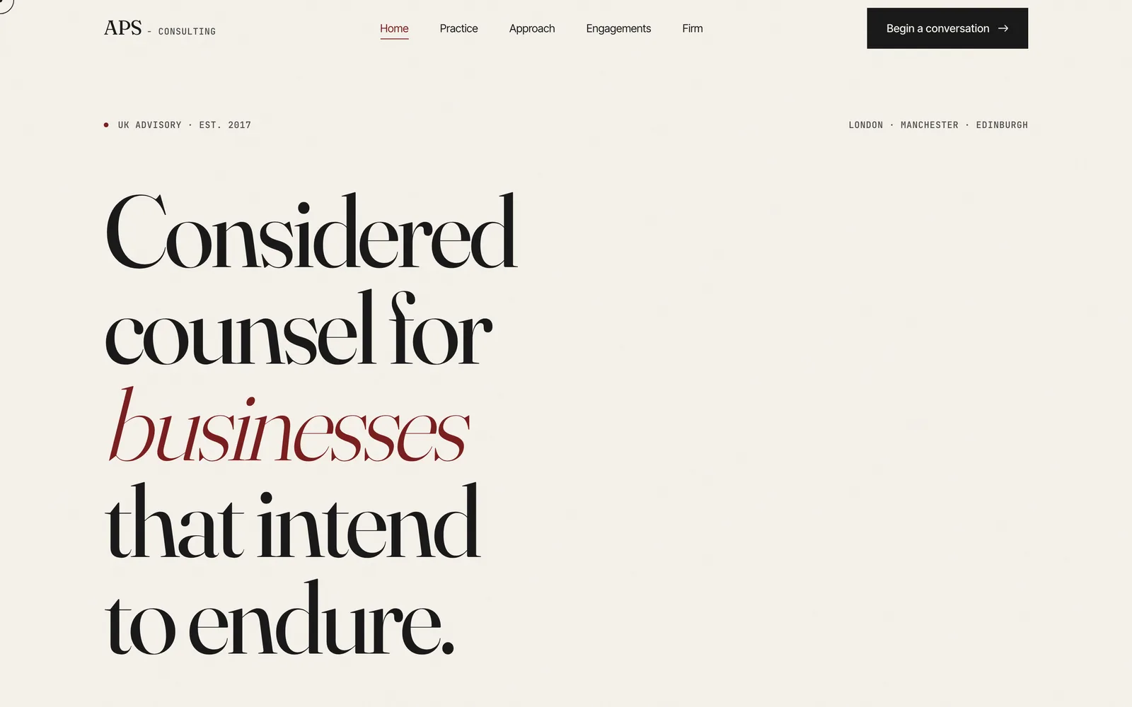 APS Consulting website built by TitanStudio