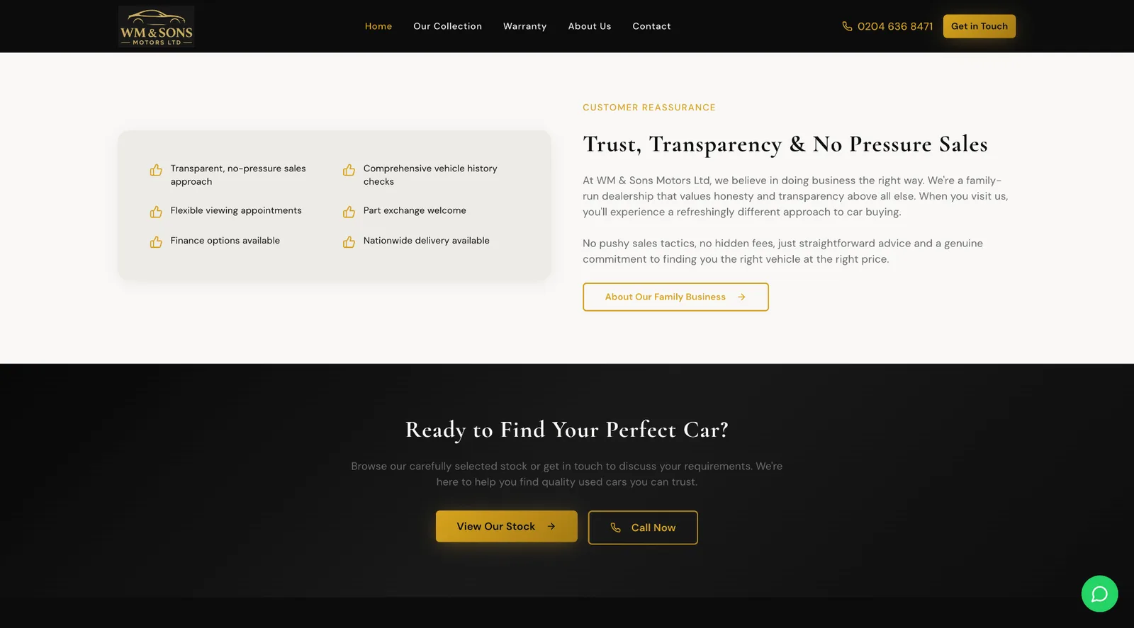 WM & Sons Motors Ltd - Automotive · Used-Car Dealership website by TitanStudio